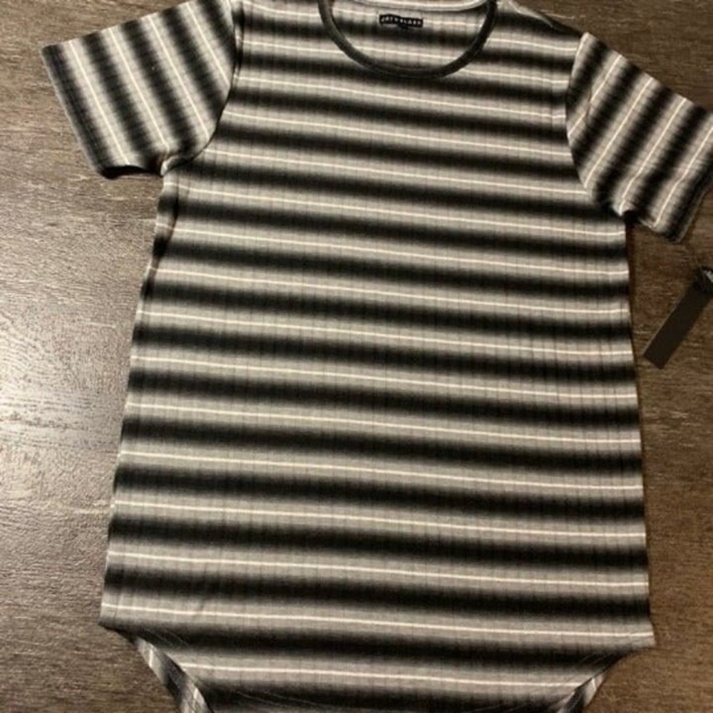 Jaywalker Dress 90's Grunge Striped T Shirt Dress‎ Black Grey White NWT Size M